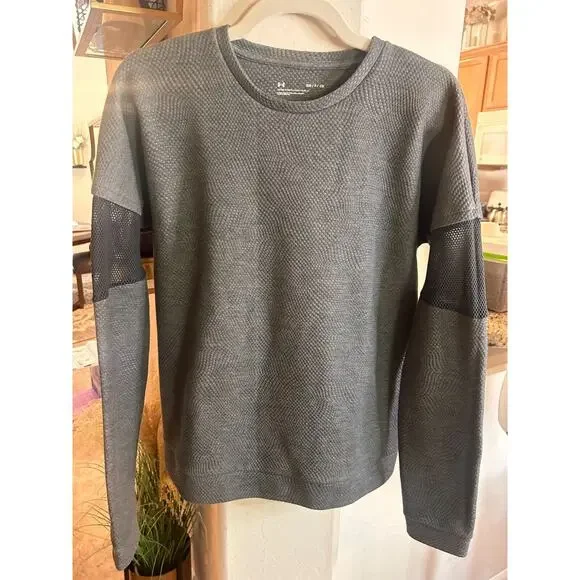 Under Armour UA Move Light Tunic Grey/Black Mesh Long Sleeve Pullover - Picture 4 of 7